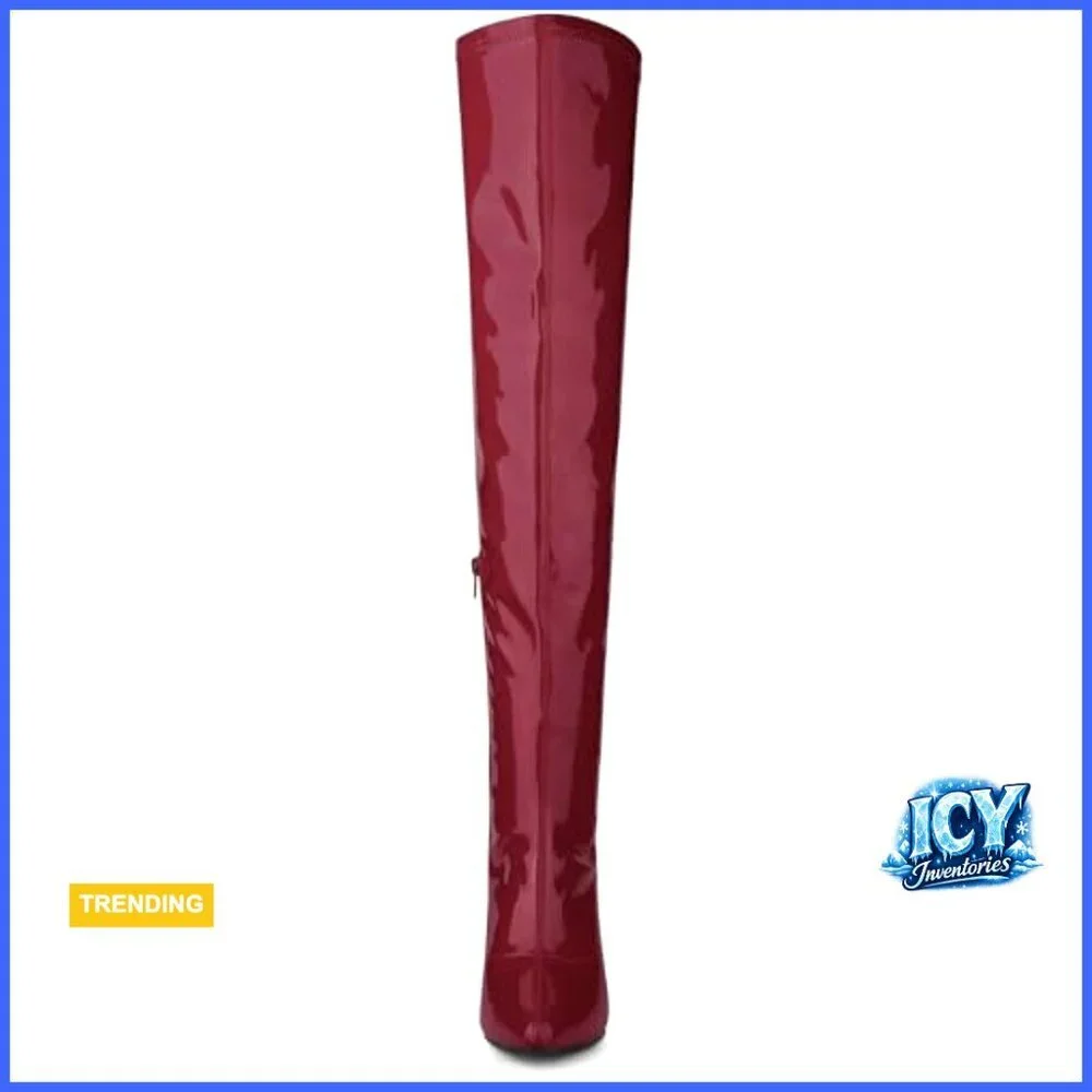 Patent Leather Over The Knee Stiletto Heel Boots
